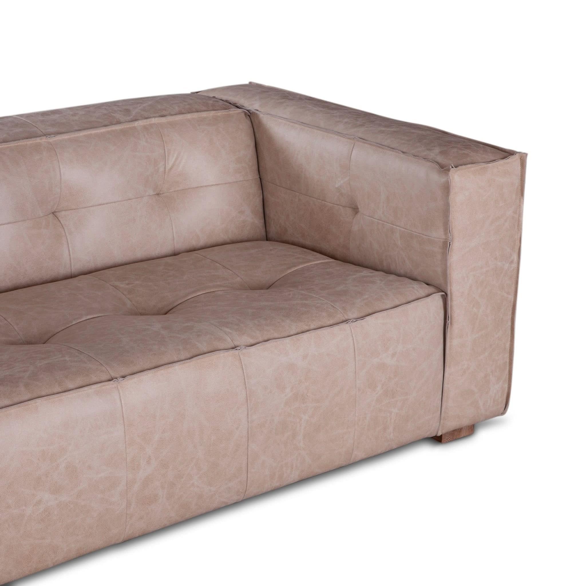 Portia Vintage Cream Top-Grain Leather Sofa - Image 8
