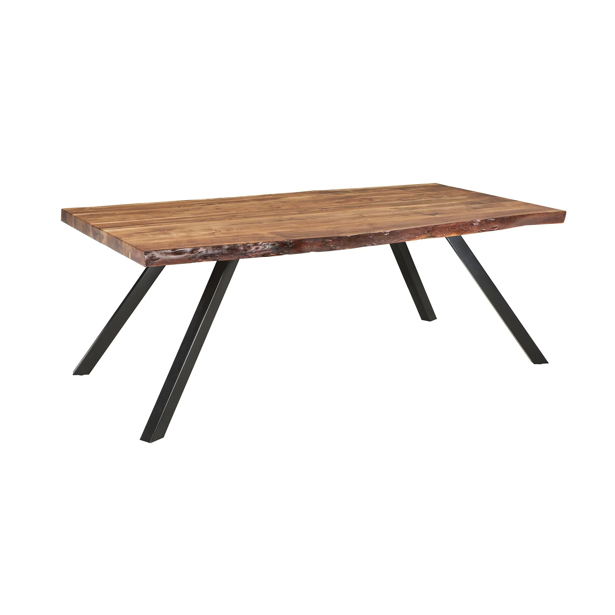 Reese Live Edge Solid Wood Metal Leg Dining Table in Natural Acacia - Image 2