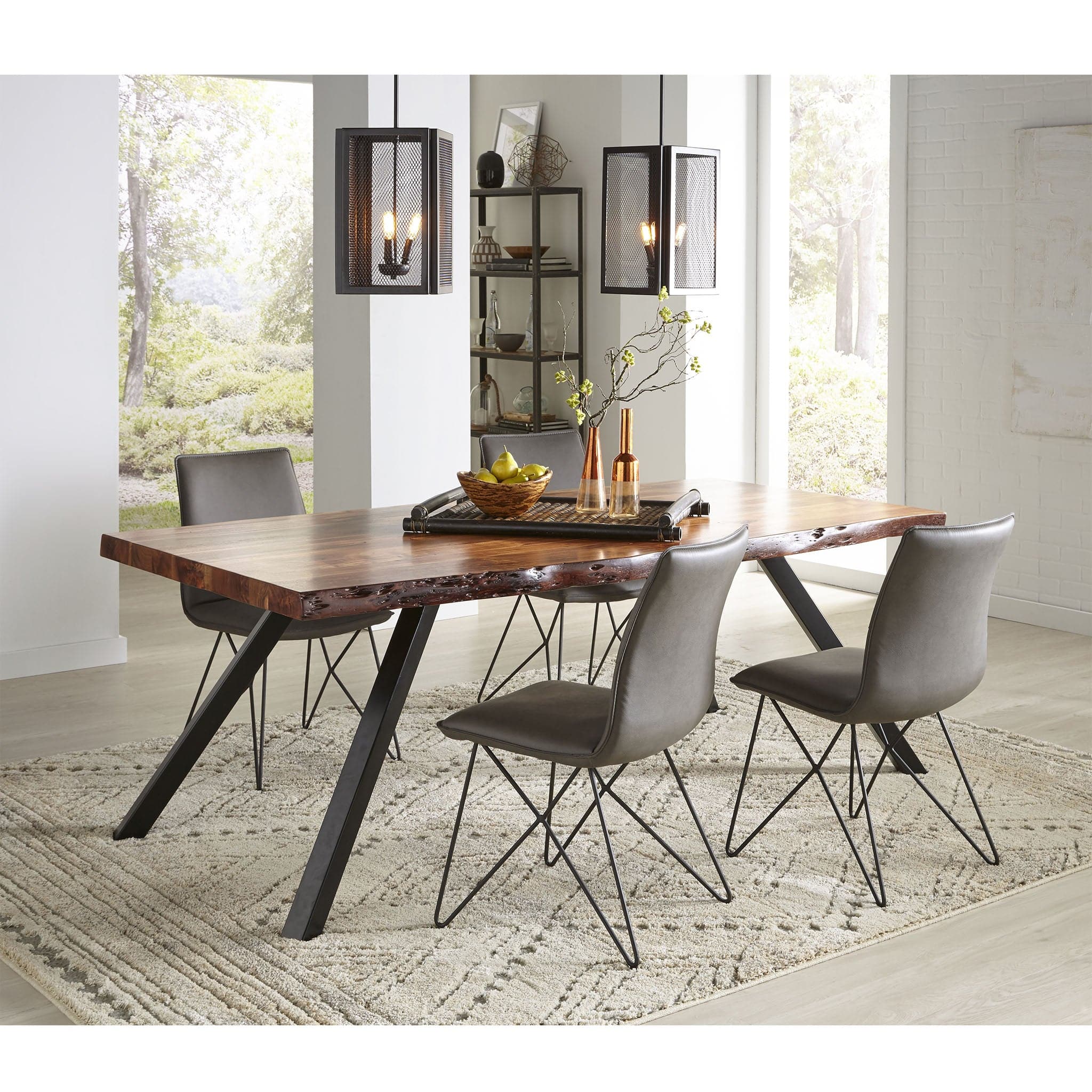 Reese Live Edge Solid Wood Metal Leg Dining Table in Natural Acacia - Image 5
