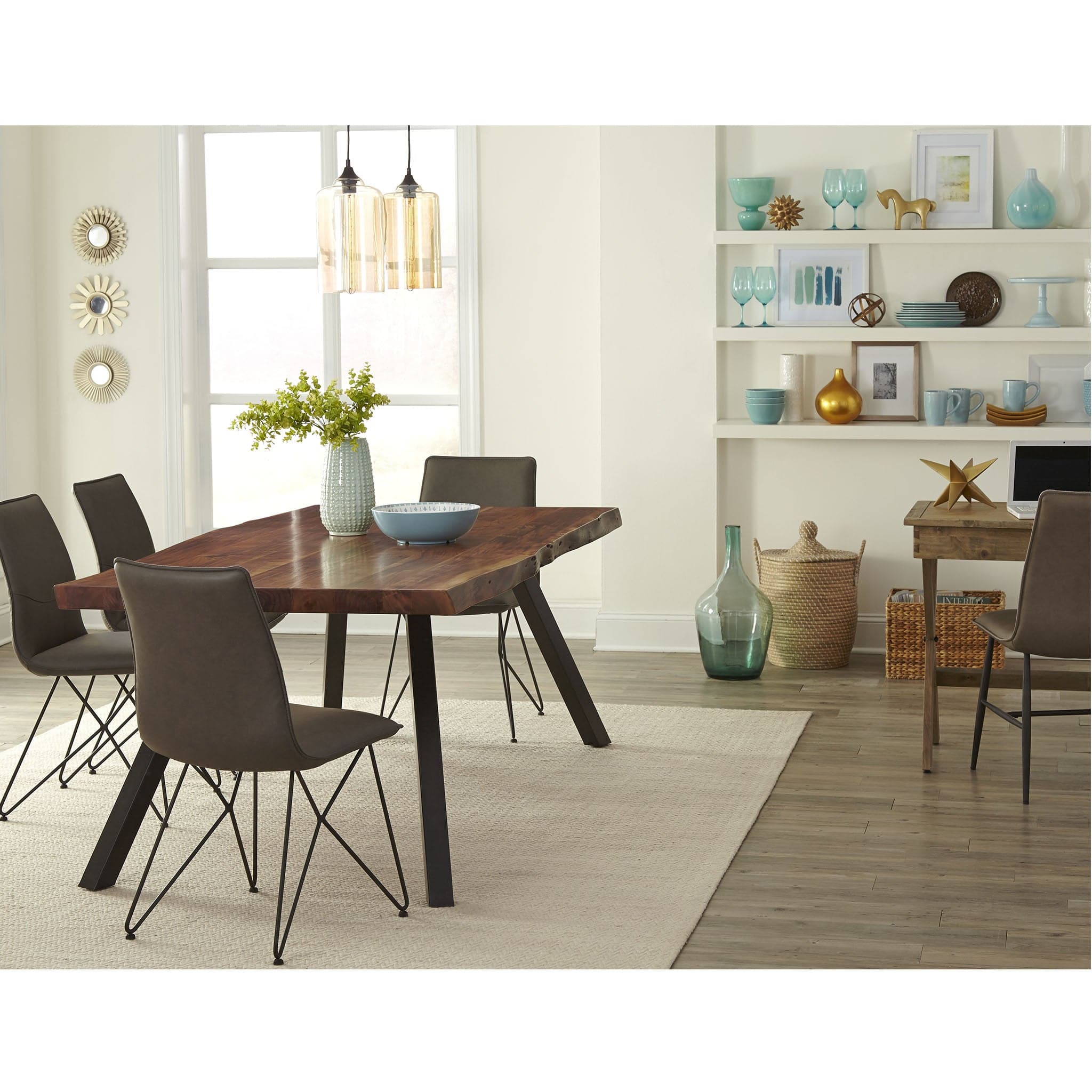 Reese Live Edge Solid Wood Metal Leg Dining Table in Natural Acacia - Image 6