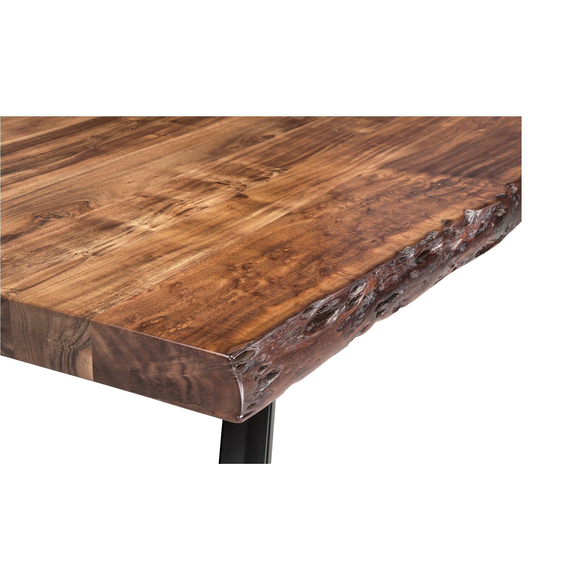 Reese Live Edge Solid Wood Metal Leg Dining Table in Natural Acacia - Image 7
