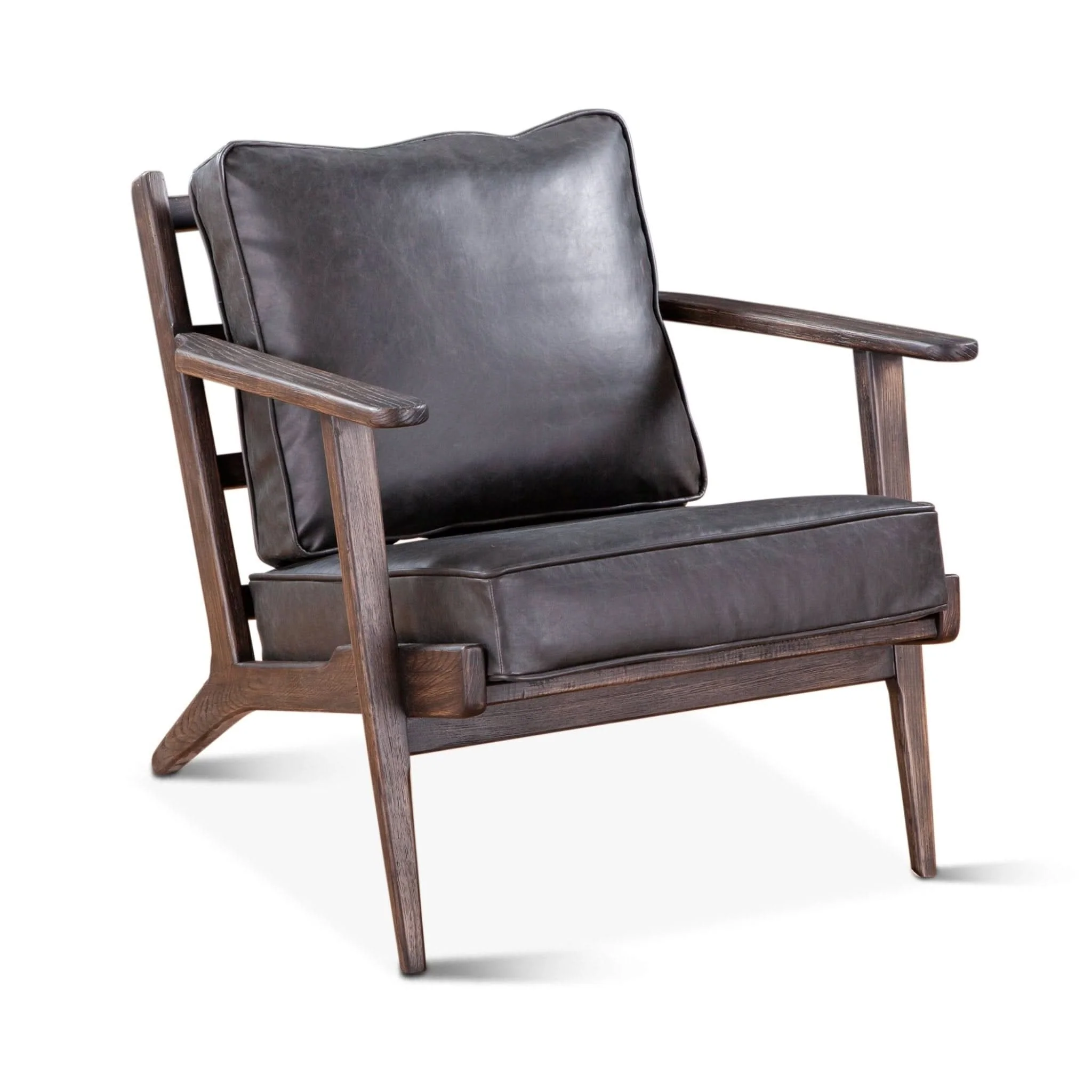 Robert Modern Black Leather Arm Chair - Image 2