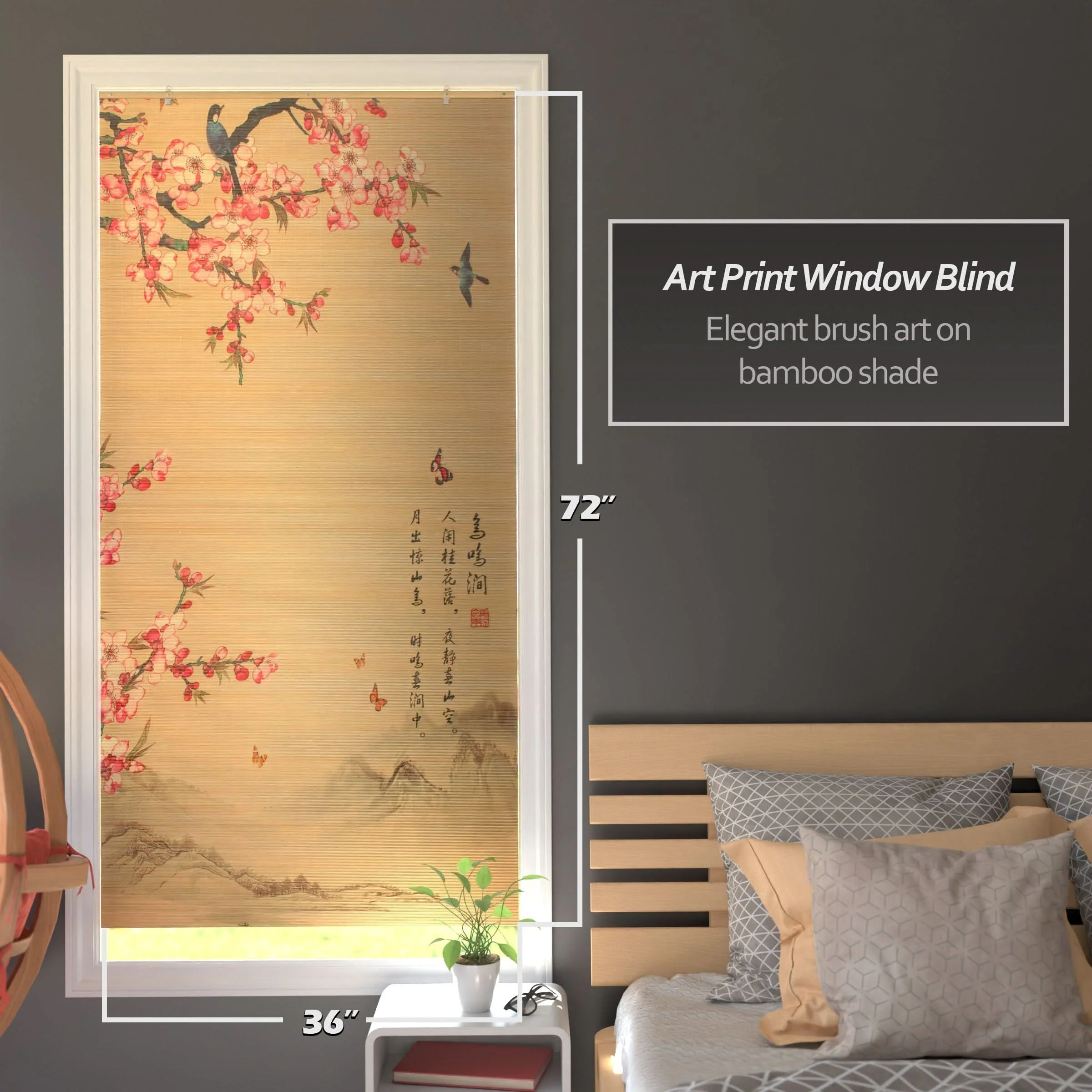 Sakura Blossom Bamboo Window Shade Blind - Image 4