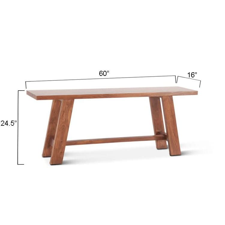 Stavenger 60" Acacia Wood Counter Bench in Cinnamon Brown - Image 7