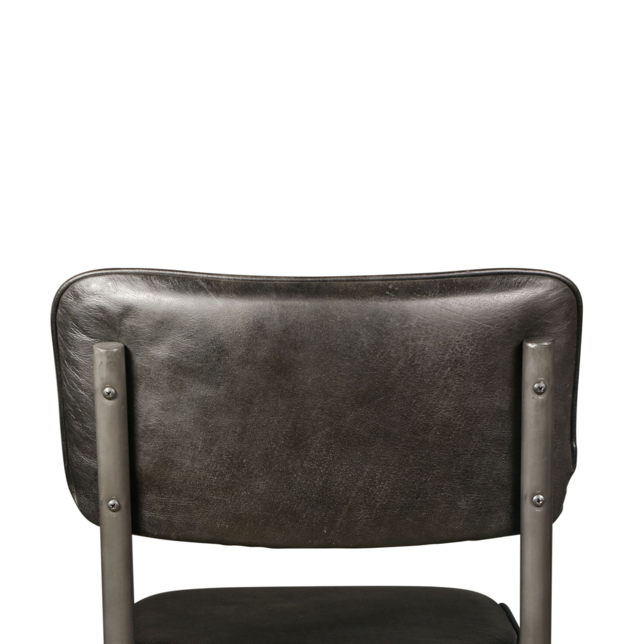 William Ebony Leather and Iron Dining Chair - Image 10