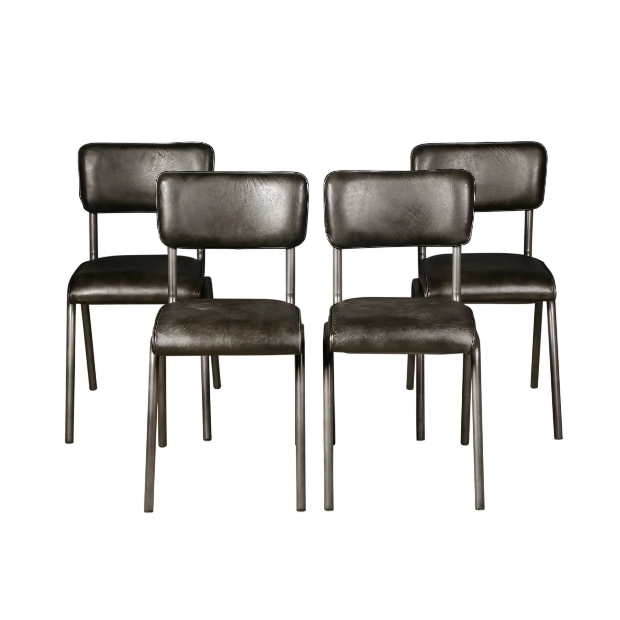 William Ebony Leather and Iron Dining Chair - Image 11