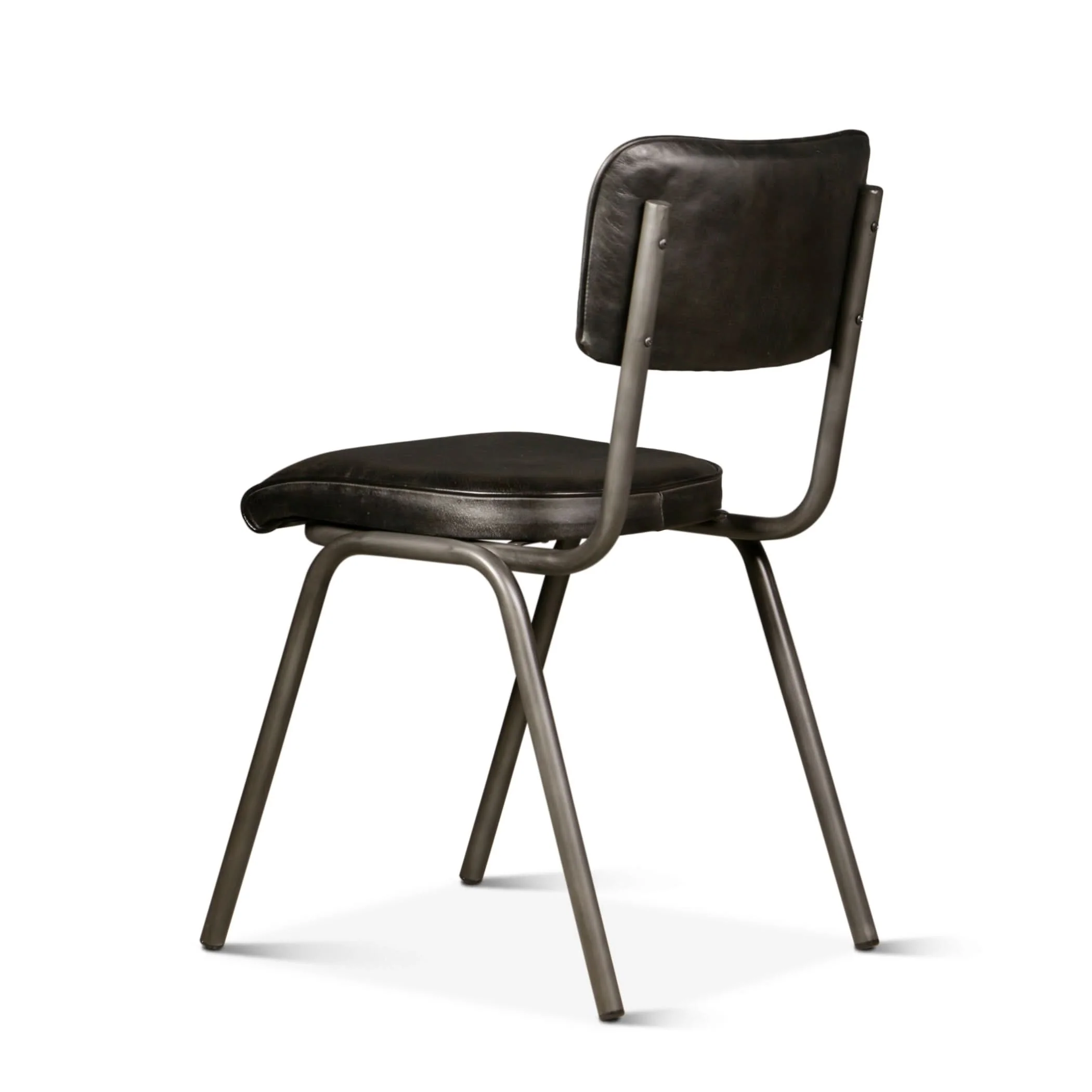 William Ebony Leather and Iron Dining Chair - Image 5