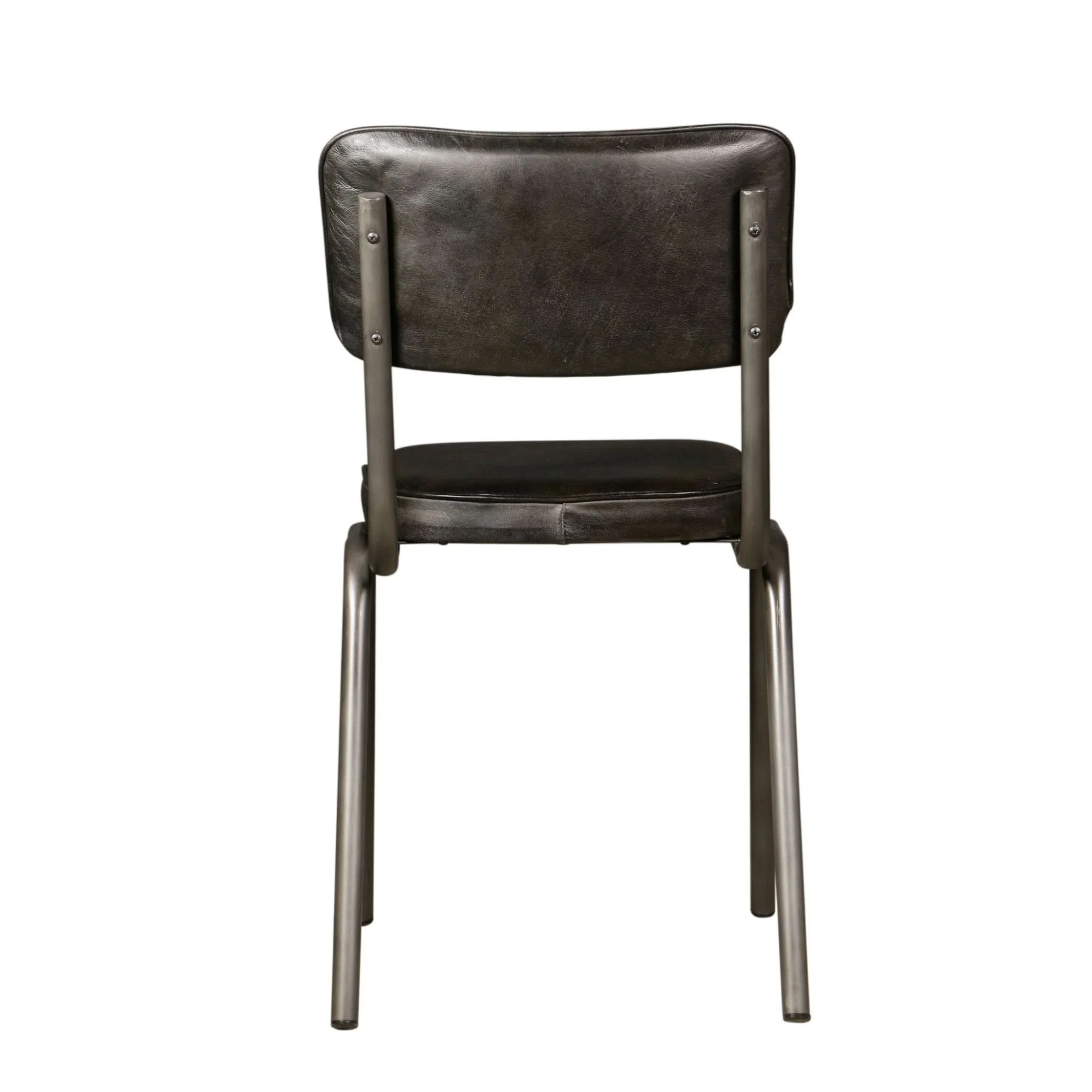 William Ebony Leather and Iron Dining Chair - Image 6