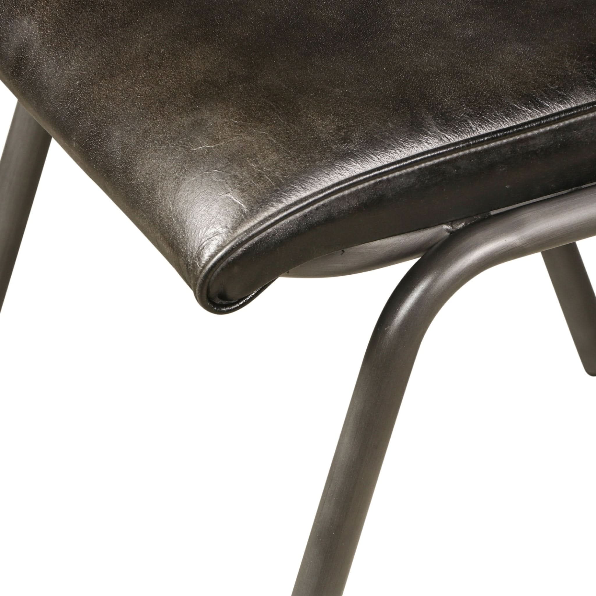 William Ebony Leather and Iron Dining Chair - Image 8